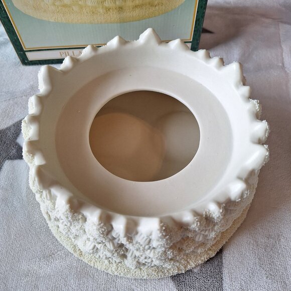 World Bazaars Pillar Candle Holder Off White Christmas Snow Trees Winter Classic - Picture 6 of 10